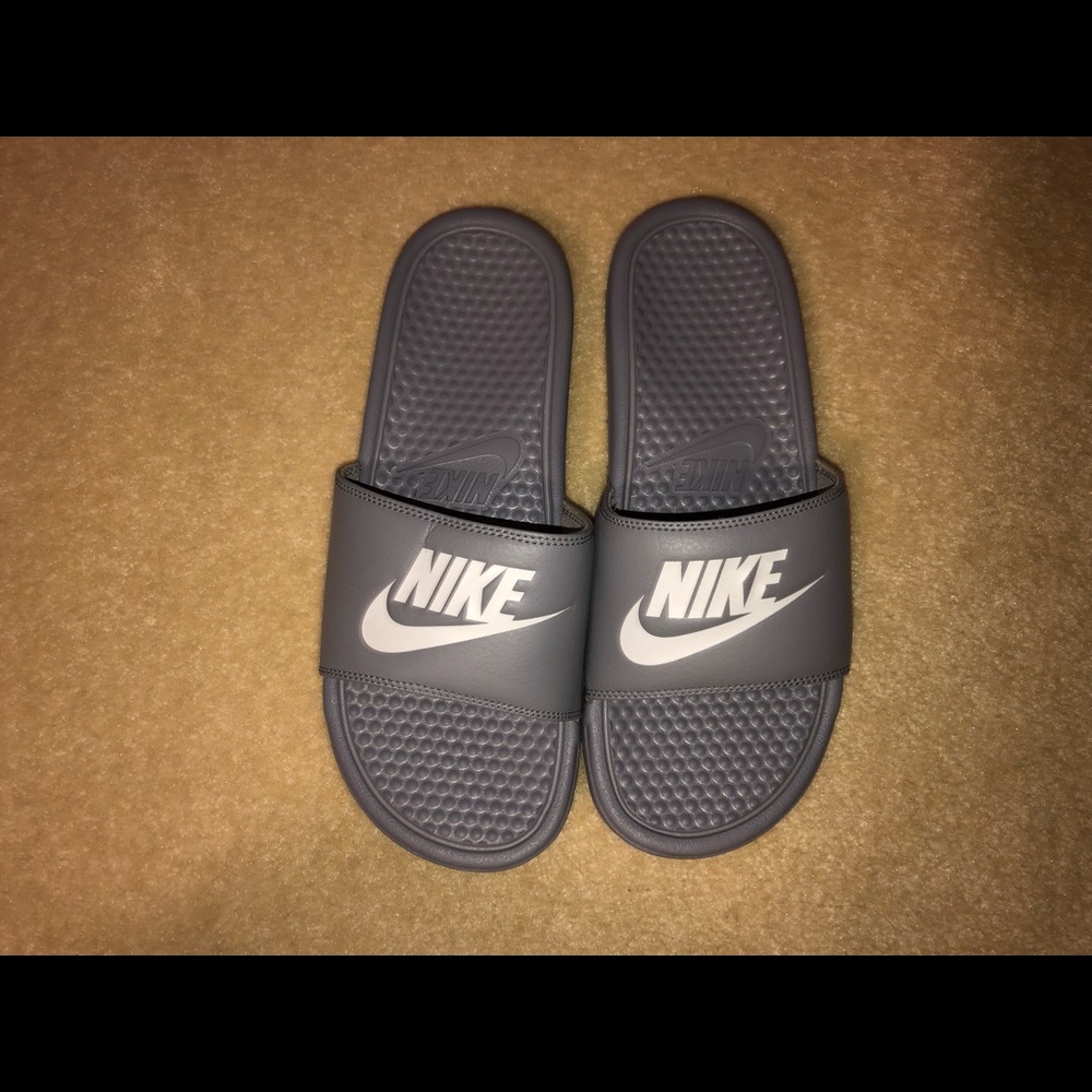 Grey Nike Slides